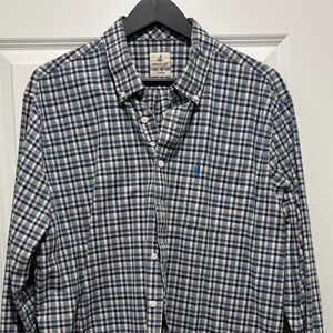 johnnie-O Navy and Cream Checkered Button Down Shirt